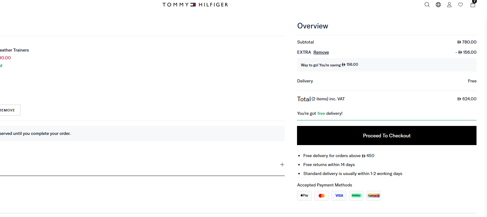 Checkout screenshot with code EXTRA applied